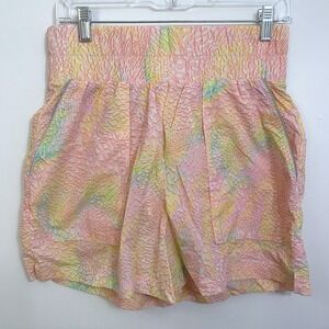 Fabletics Ultra‎ High-Waisted NEW Piped Nylon Short Size Medium Pink Neon Boho
